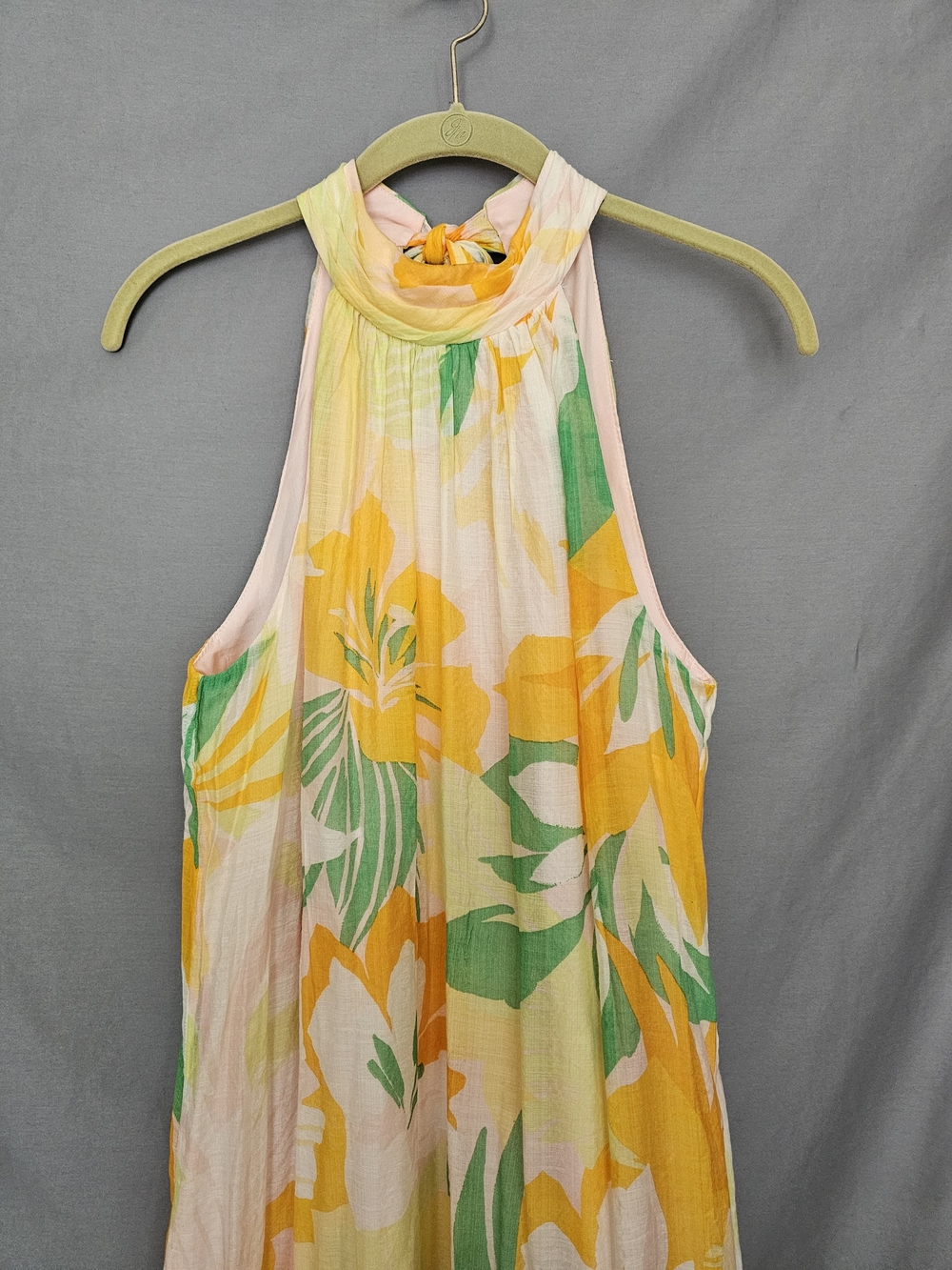 Cynthia Steffe Yellow and Green Floral Halter Maxi Dress - Picture 3 of 11